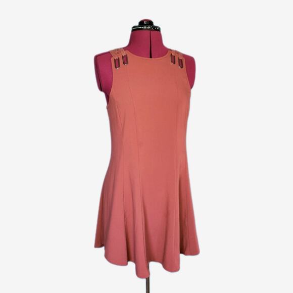 Free People Baby Love Rust Red Trapeze Open Back Minidress sz S - Picture 2 of 8